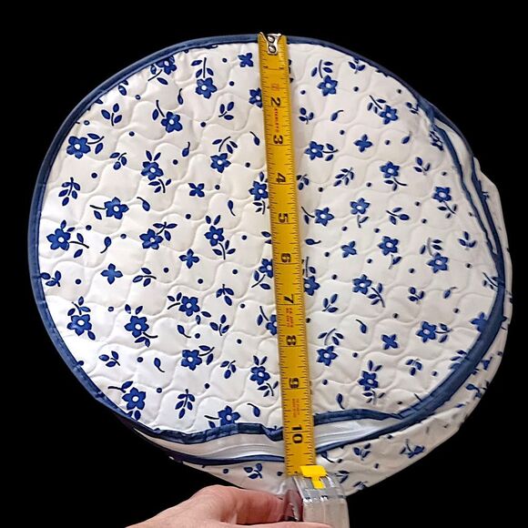 Vintage Lillian Vernon Dish Storage Bags China Saver Zippered Blue Flowers NEW - Picture 8 of 15